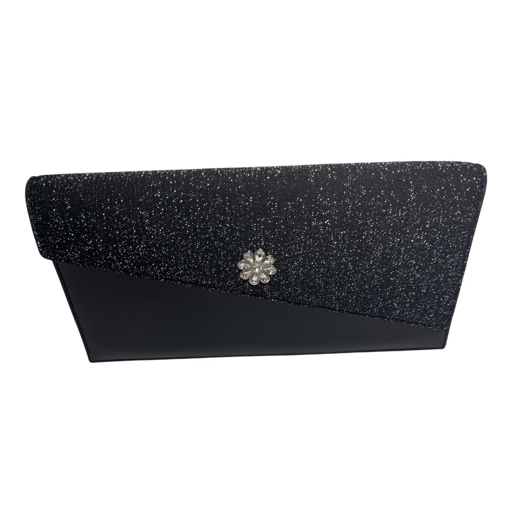 Vintage black glitter clutch y2k glam formal evening rhinestone bag